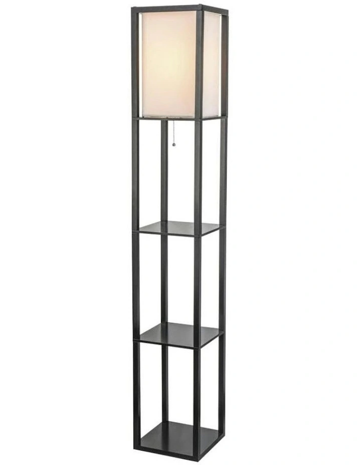Shelf Storage Vintage Floor Lamp 160cm in Black
