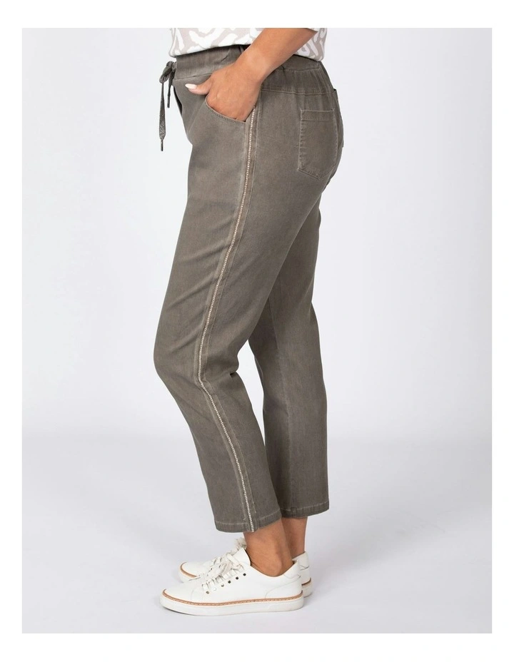 Ezra Embellished Tie Front Pant in Mocha