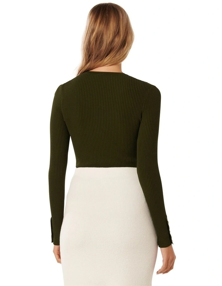 Della Rib Knit Jumper in Green