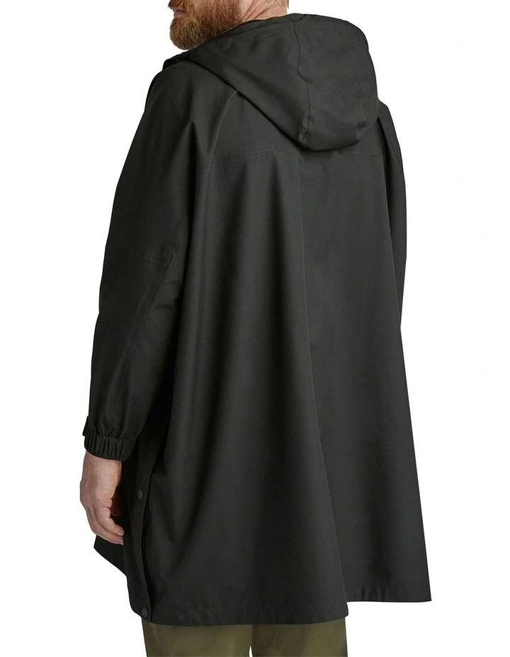 Packable Hooded Poncho in Black