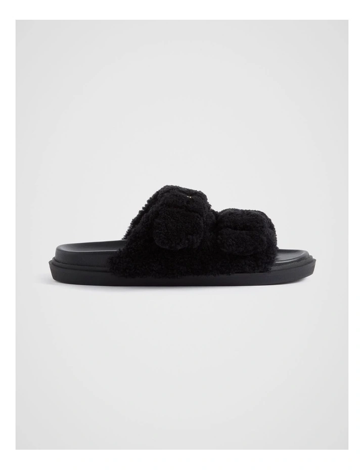 Darcie Shearling Slide in Black