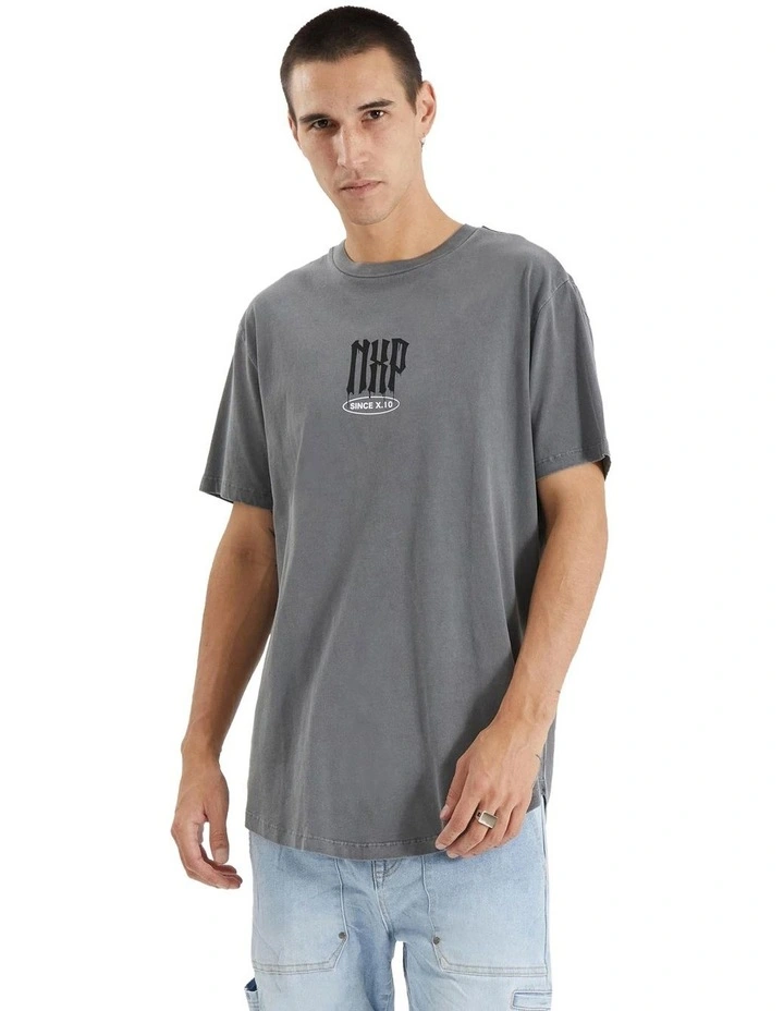 Tryley Dual Curved Tee in Pigment Steel Grey