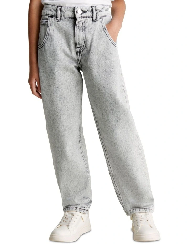 Barrel Leg Jeans in Stone Light Grey