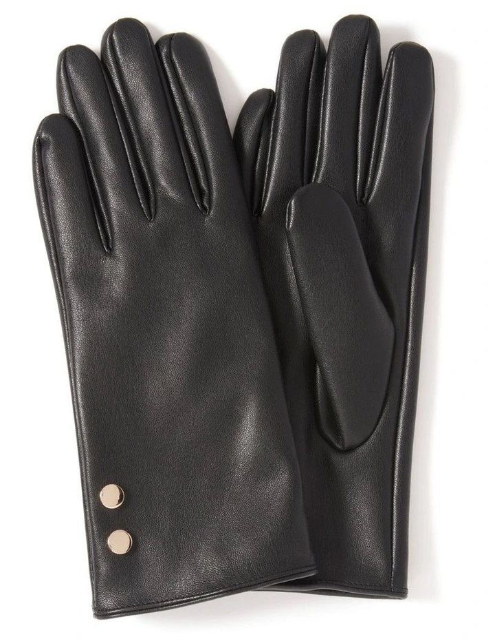 Pamela Vegan Leather Gloves in Black