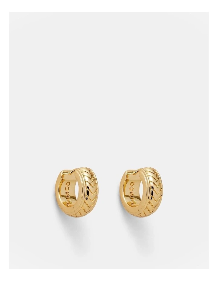 Tracked Huggie Hoop Earrings in Gold