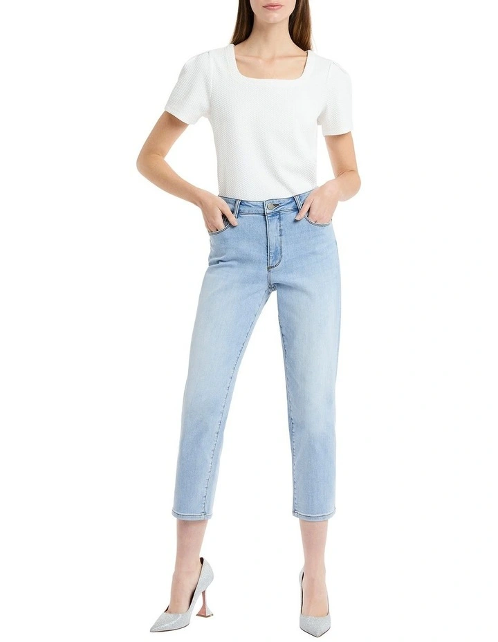 Girlfriend Crop Jean in Polar Blue