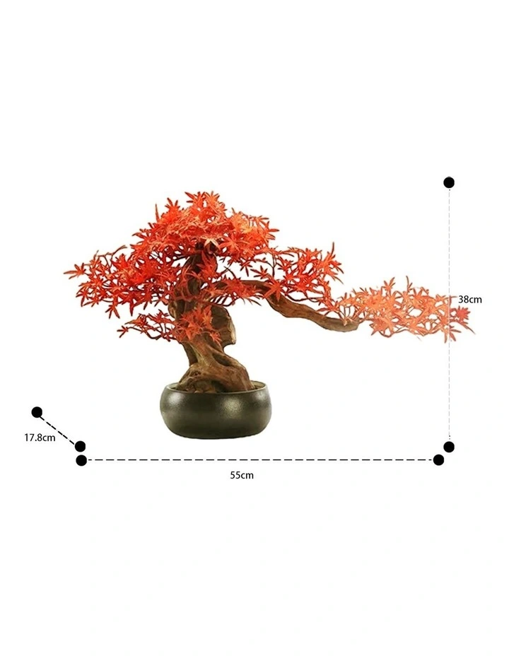 Artificial Red Maple Leaf Bonsai Arrangement