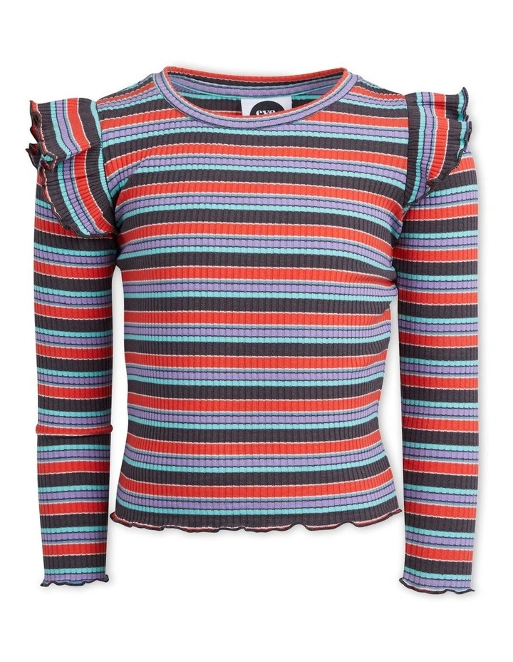 All Sorts Long Sleeve Rib Tee (3-7 Years) in Stripe