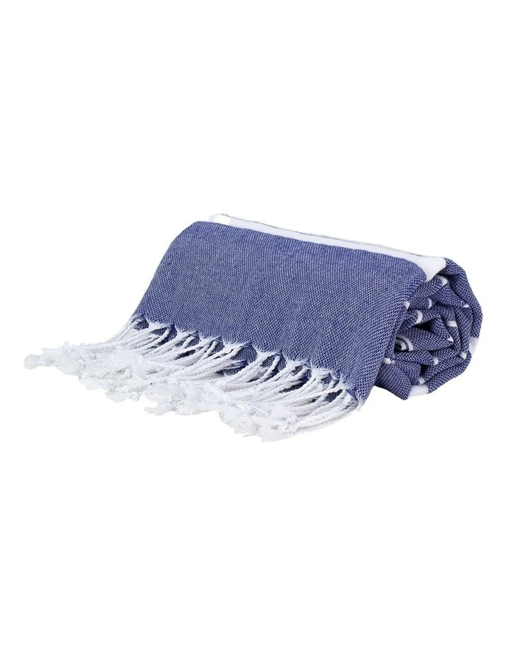 Thin Turkish Stripes Towel in Navy