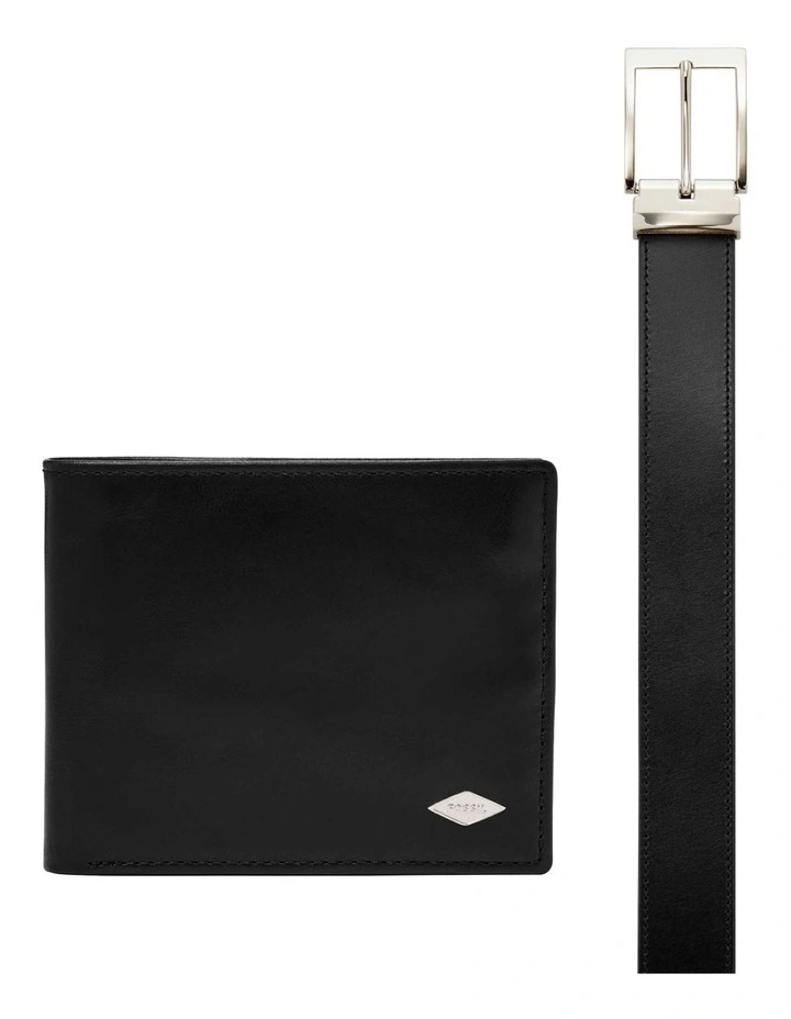 Ryan Large Black Coin Pocket Bifold & Belt Gift Pack