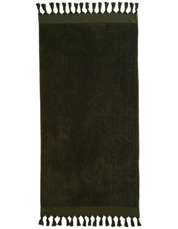 Paros Rib Bath Towel Range in Olive Night
