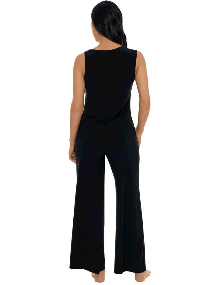 Cabana Palazzo Style Wide Leg Beach Trousers in Black