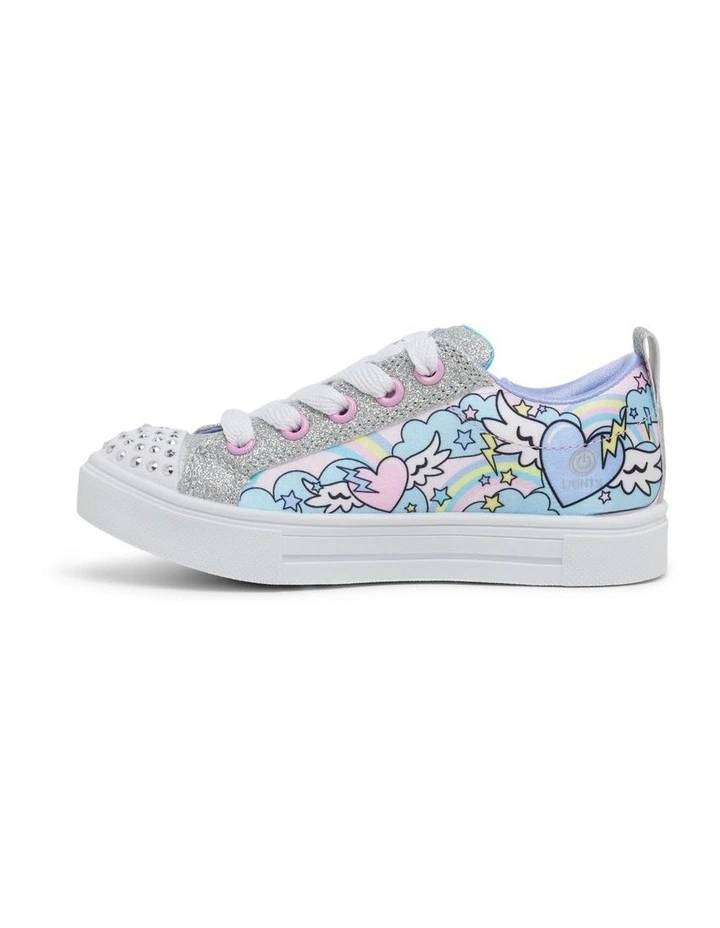 Twinkle Toes Flying Hearts Sneakers in Silver