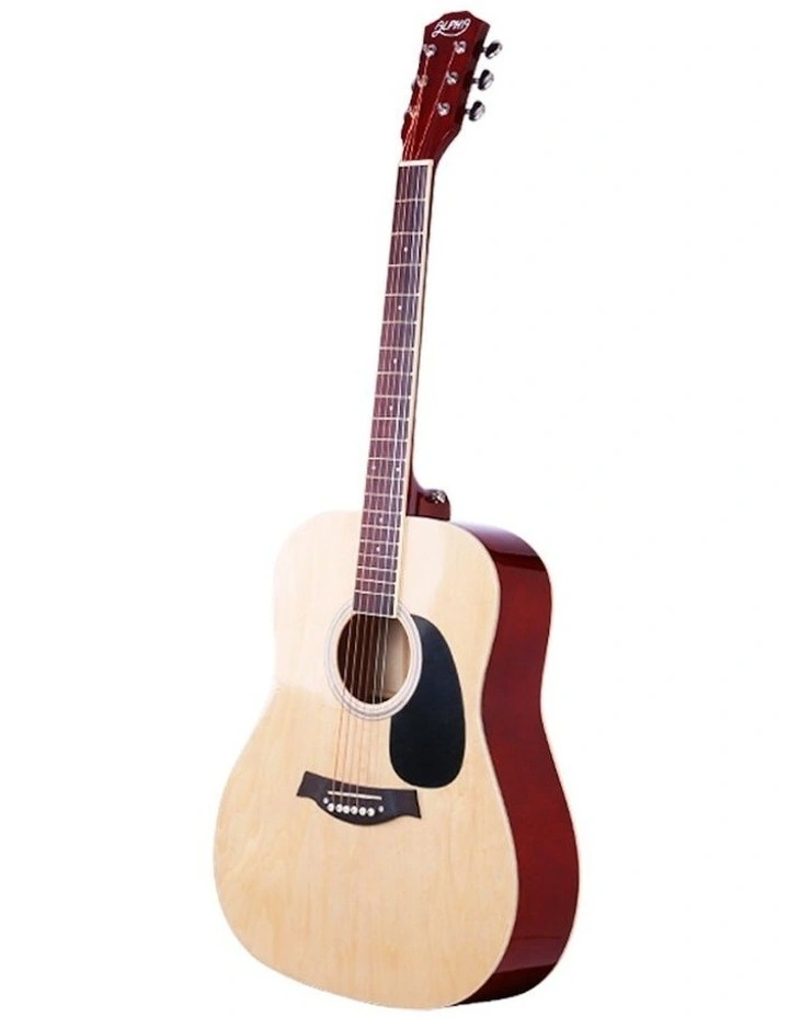 Aplha Acoustic Guitar 41" inch with Capo Tuner Stand in Natural Wood