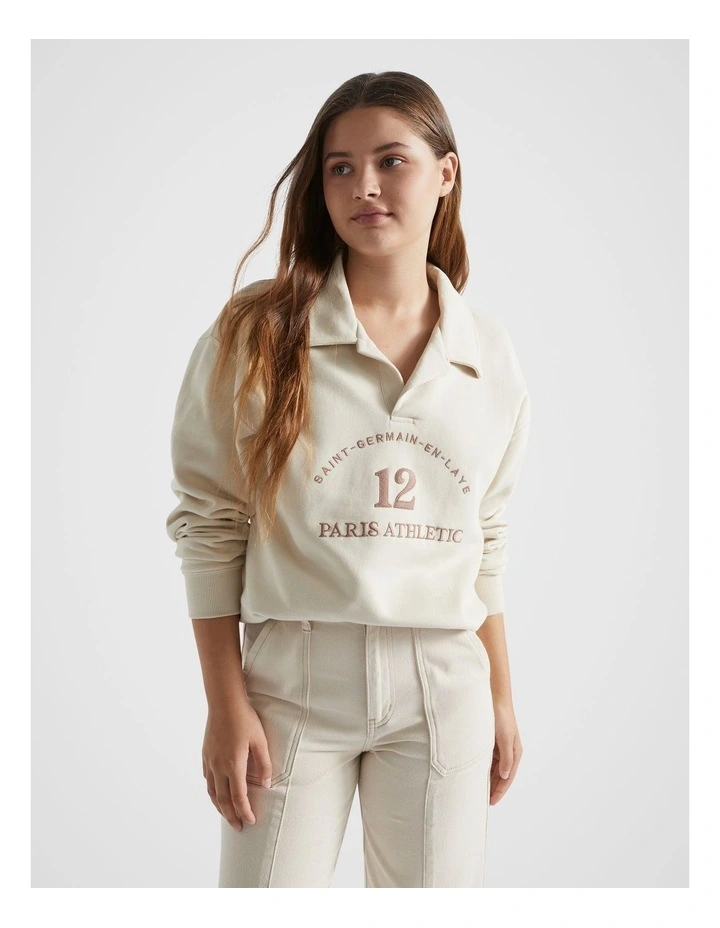 Paris Athletic Sweat Top in Stone