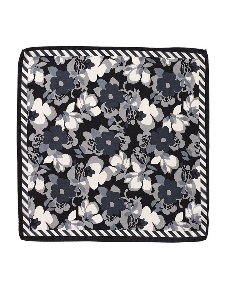 Shadow Floral Silk Pocket Square in Black