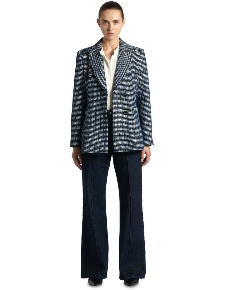 Tweed Tailored Jacket in Blue Black