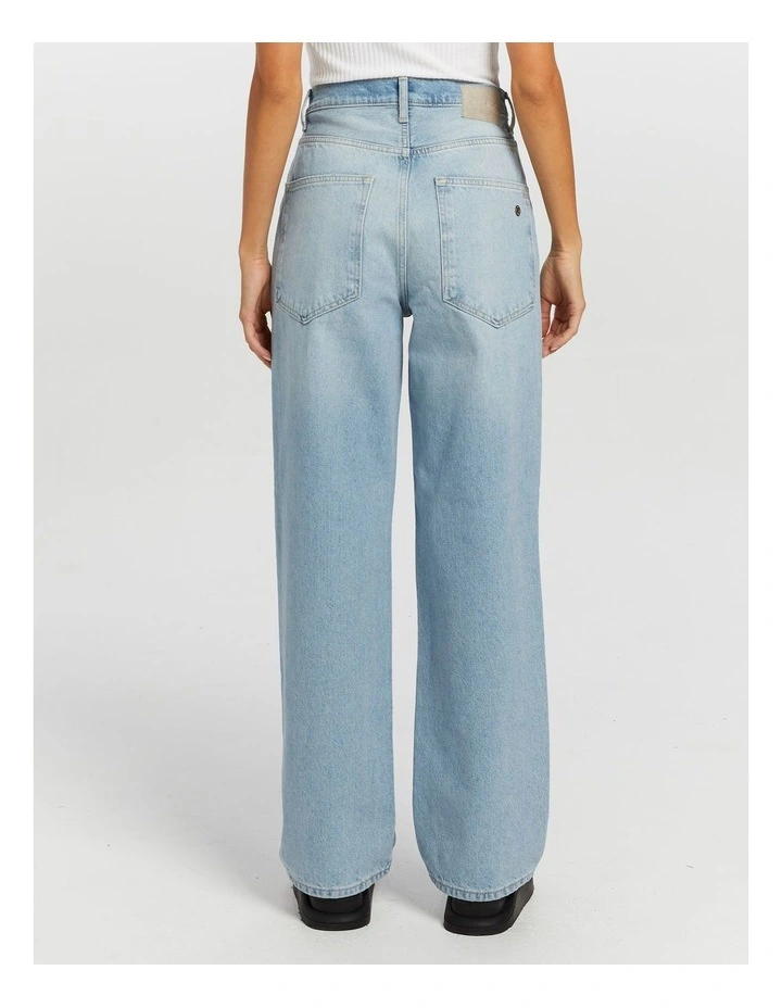 Dean High Waisted Straight Denim Jeans in Blue