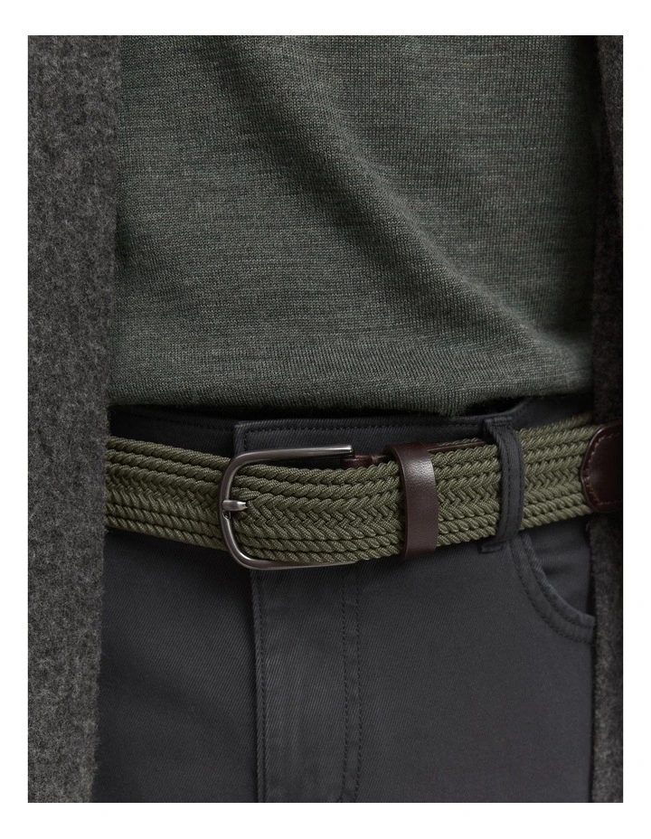 Stretch Woven Belt in Army Green