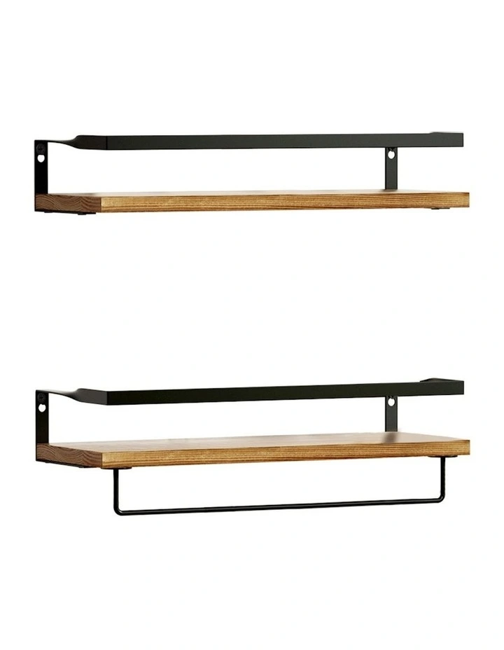 Floating Wall Shelves x2 in Brown