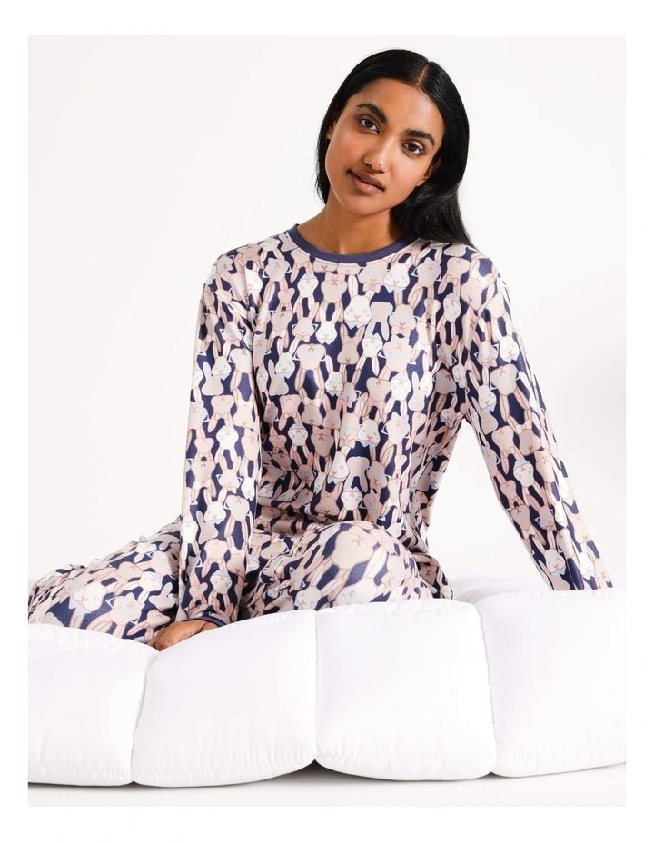 Cosy Knit Pyjama Set in Navy Bunnies