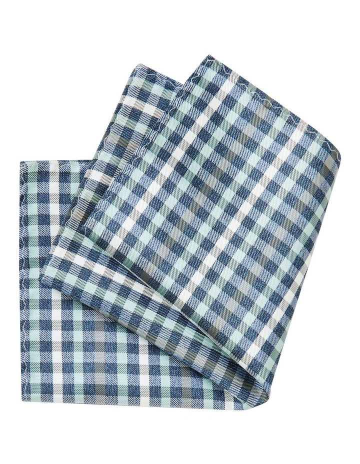 Pocket Square Dobby Check in Blue