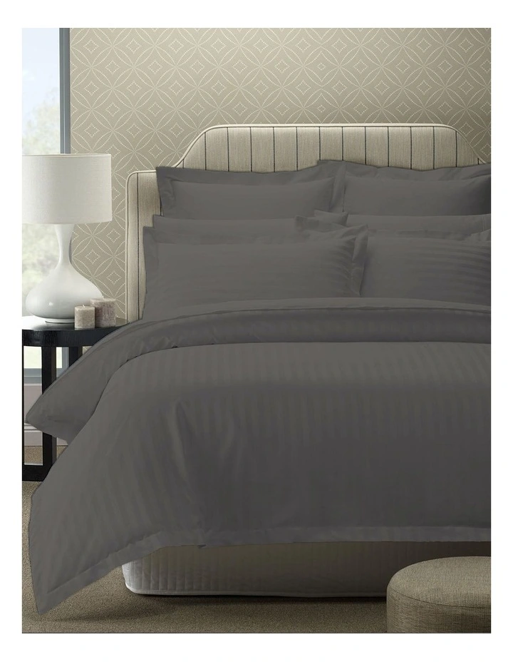 Damask 1200TC Cotton Sateen Quilt Cover Set in Charcoal