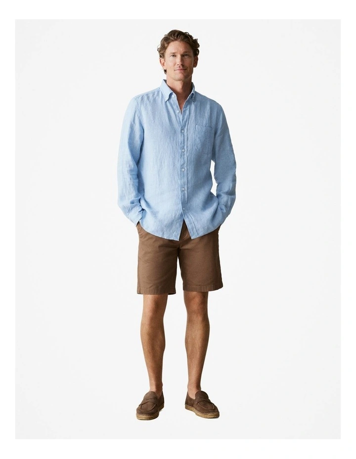 Regular Fit Delave Linen Shirt in Fresh Blue