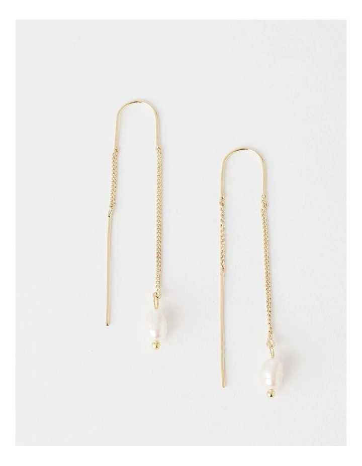 Long Strand Pearl Earrings in Gold