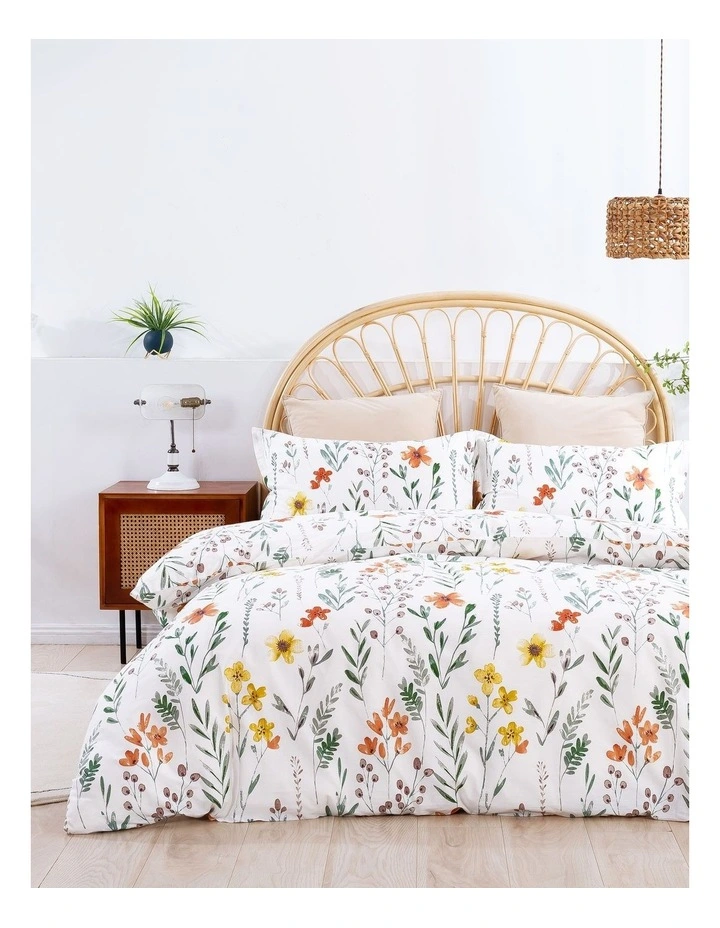 Daisy Pure Cotton Quilt Cover Set in White