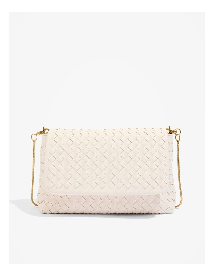 Oversized Fine Weave Clutch in Oyster
