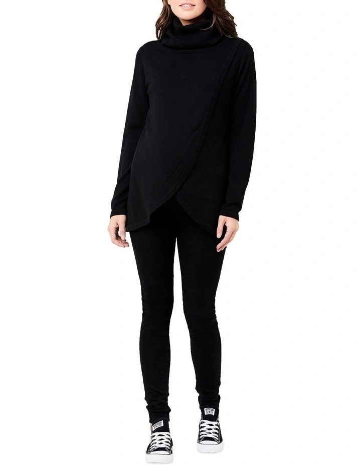 Cowl Neck Nursing Knit in Black