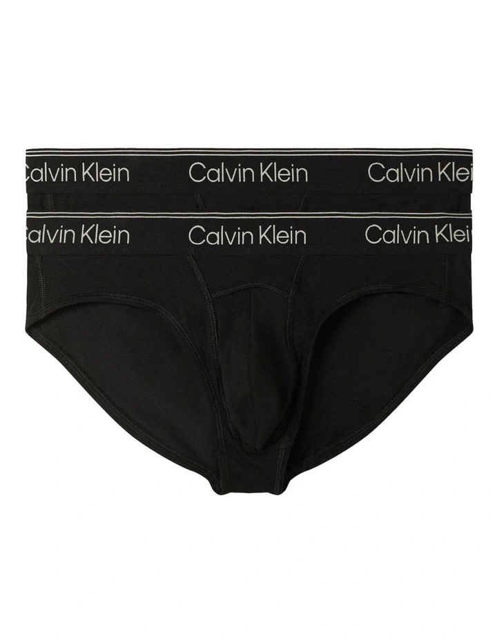 Active Pima Cotton Elastane Briefs 2 Pack in Black