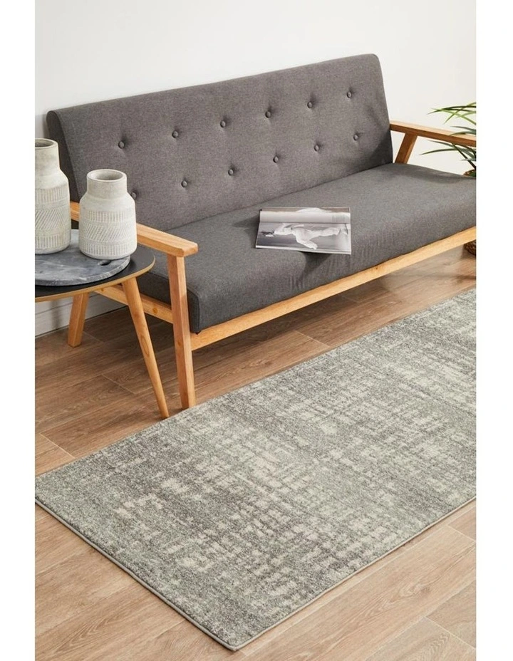 Mirage Ashley Abstract Modern Runner Rug in Silver Grey