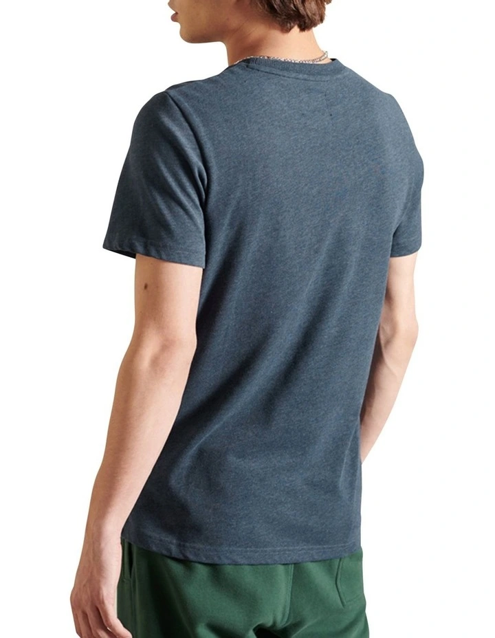 Script Style Mountain Tee in Navy Marl