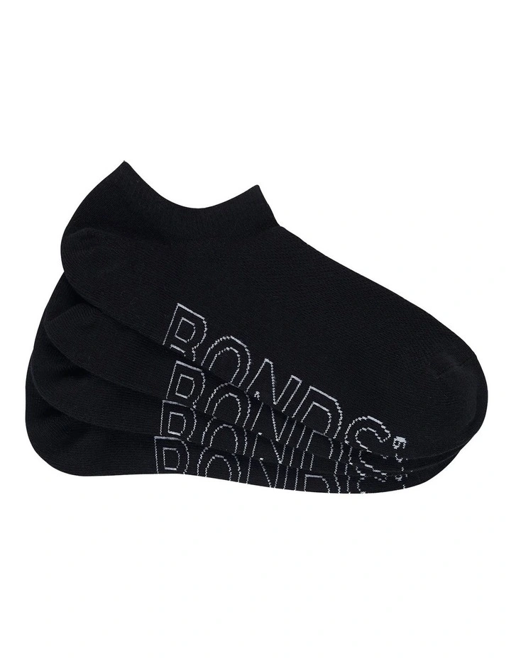 Logo Light No Show Socks 4 Pack in Black