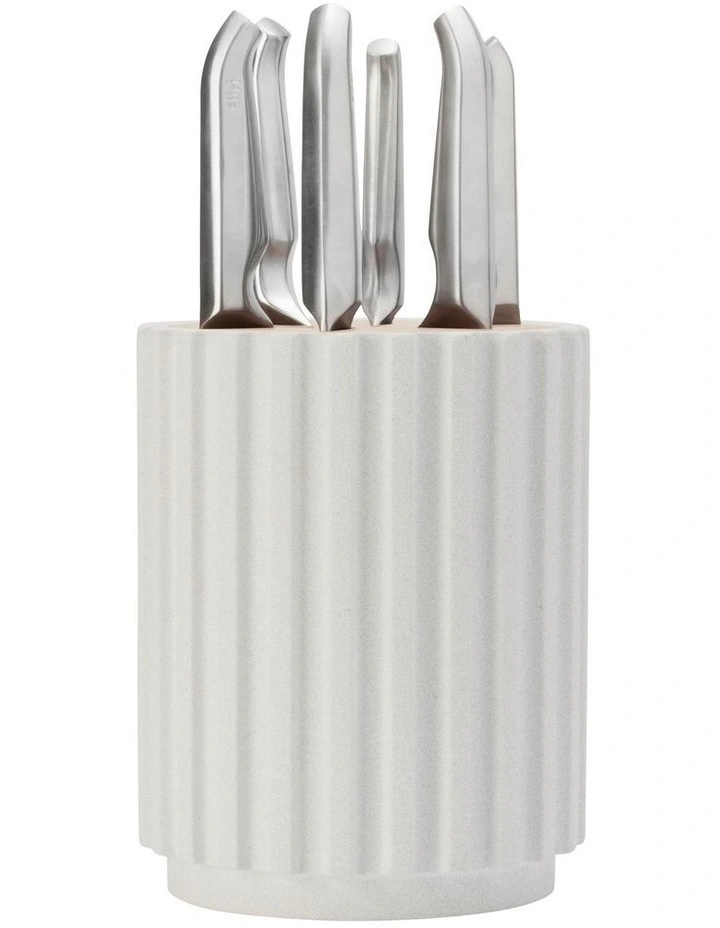 Radial Stone Knife Block 7 Piece in Snow Terrazzo