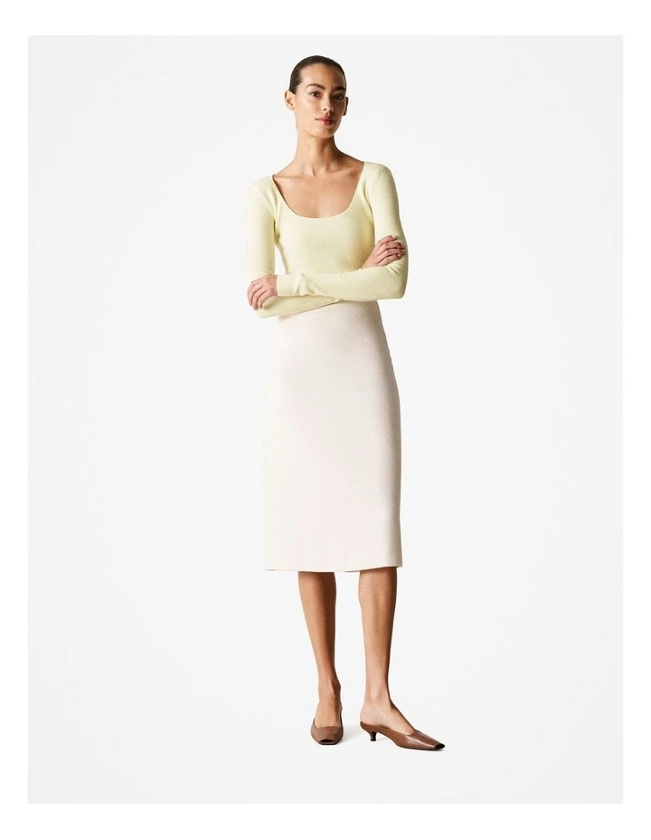 Merino Blend Scoop Neck Long Sleeve Knit in Limoncello