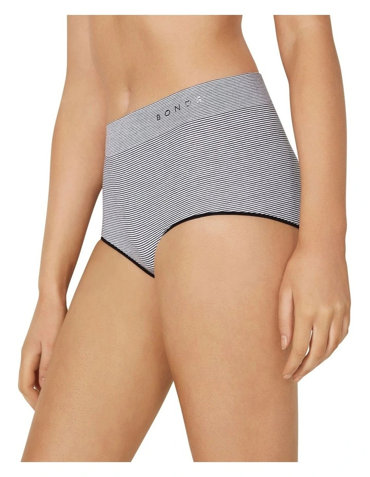 Seamless Mini Stripe Full Brief in Black/White