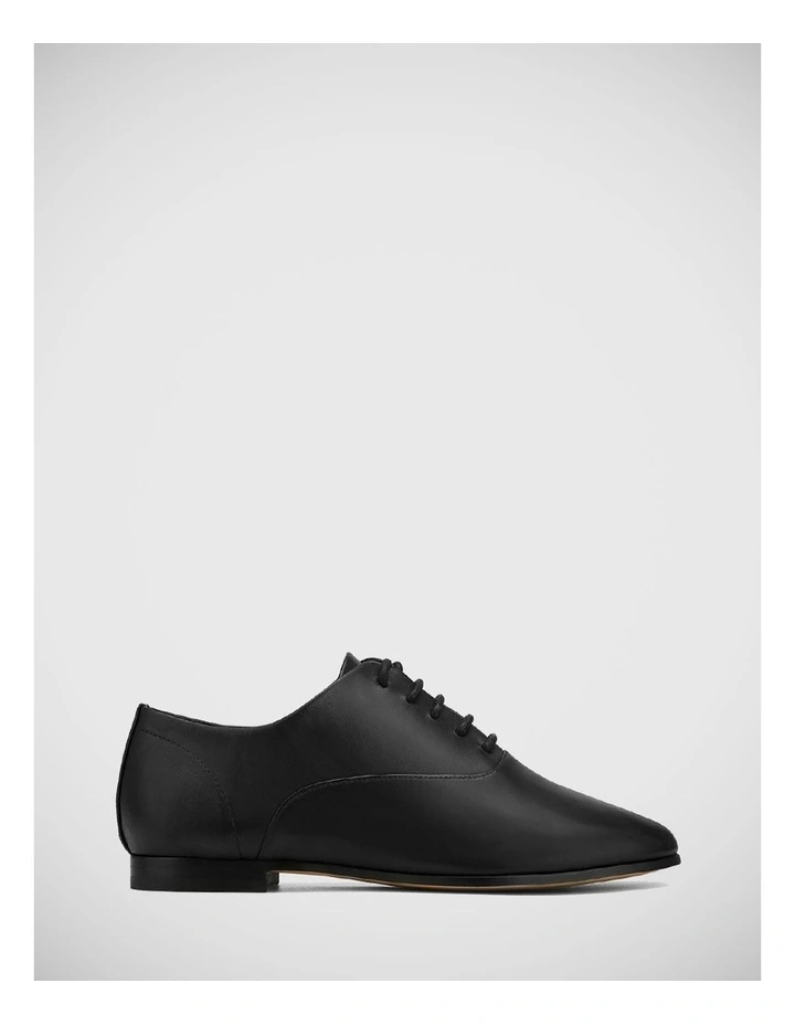 Alanna Leather Lace Up Flat in Black