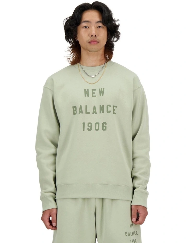 Iconic Collegiate Crew Sweater in Olivine