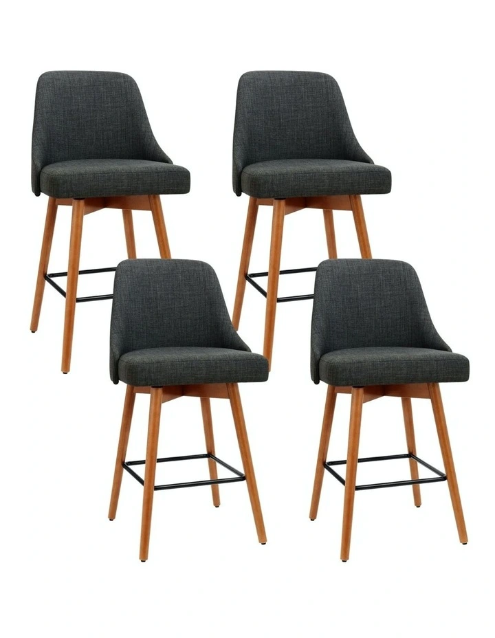 Dining Chairs Wooden Swivel Bar Stools x4 in Charcoal