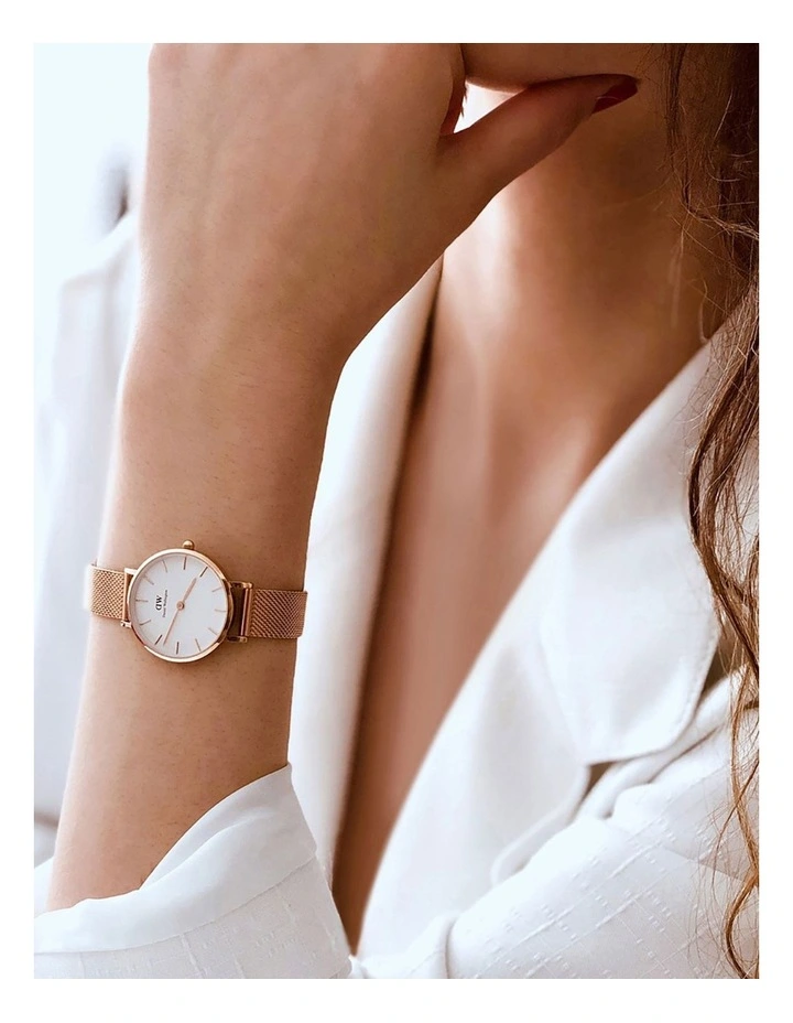 Petite Melrose 28mm White Dial Stainless Steel Quartz Watch in Rose Gold