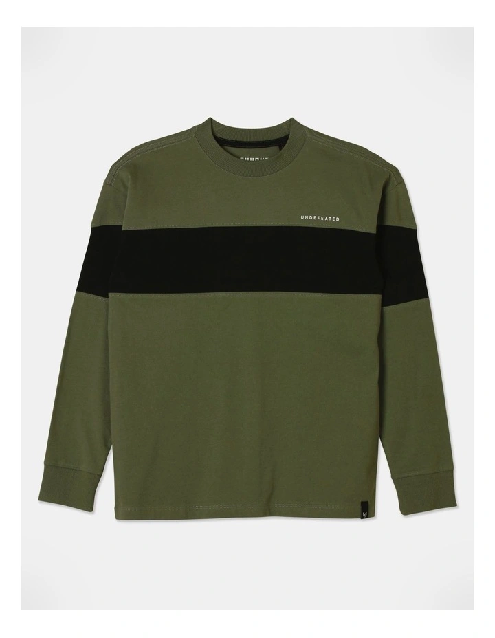 Long Sleeve Splice Tee in Khaki