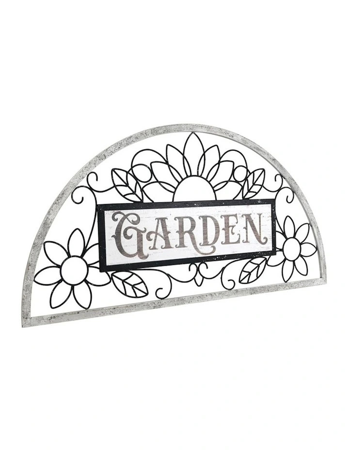 Garden Art Wall Art in Distressed White/Black