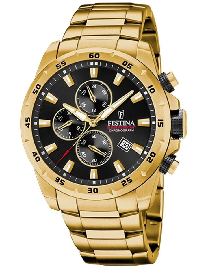 Chrono Stainless Steel Watch in Gold