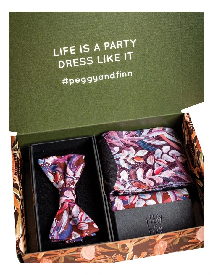 Protea Bow Tie Gift Set in Purple