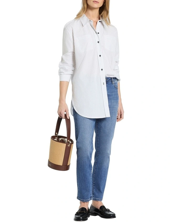 Carole Longline Shirt in White Stripe