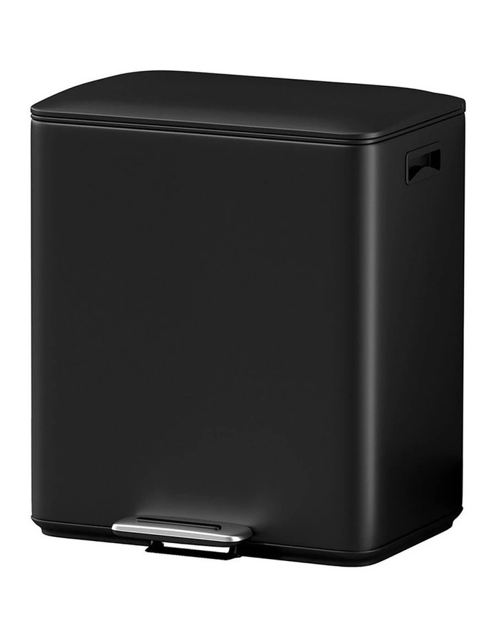 Dual Compartment Waste Recycle Dustbins 40L in Black