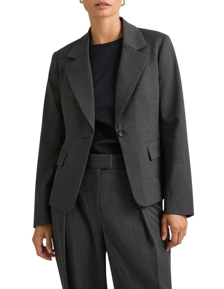 Belva Pinstripe Blazer in Charcoal Stripe